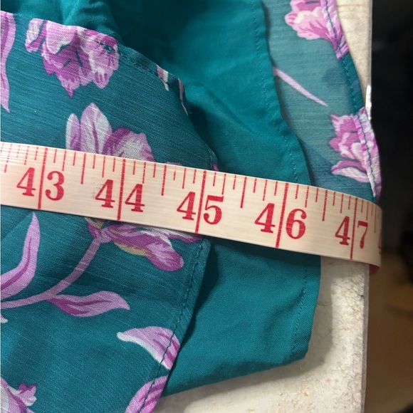 Draper James RSVP Tie Waist Midi Wrap Dress Teal & Pink Floral Print Size XL - Picture 7 of 9